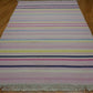 Vintage Handwoven Pastel Striped Flat Weave Rug Fringe Cottage Farmhouse Boho 6ft x 4ft