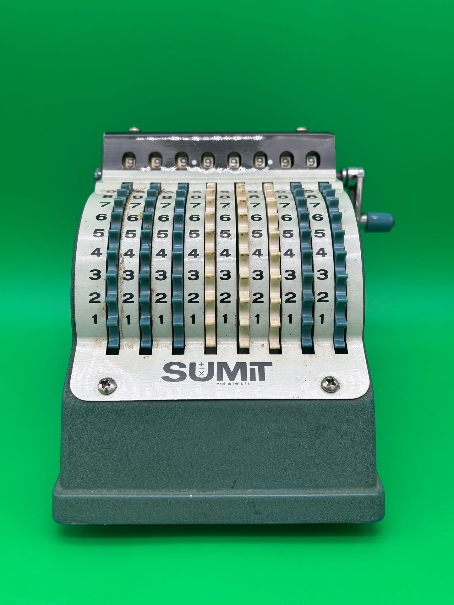 Vintage SUMIT Manual Adding Machine Calculator w/ Original Box Directions Pearl NY
