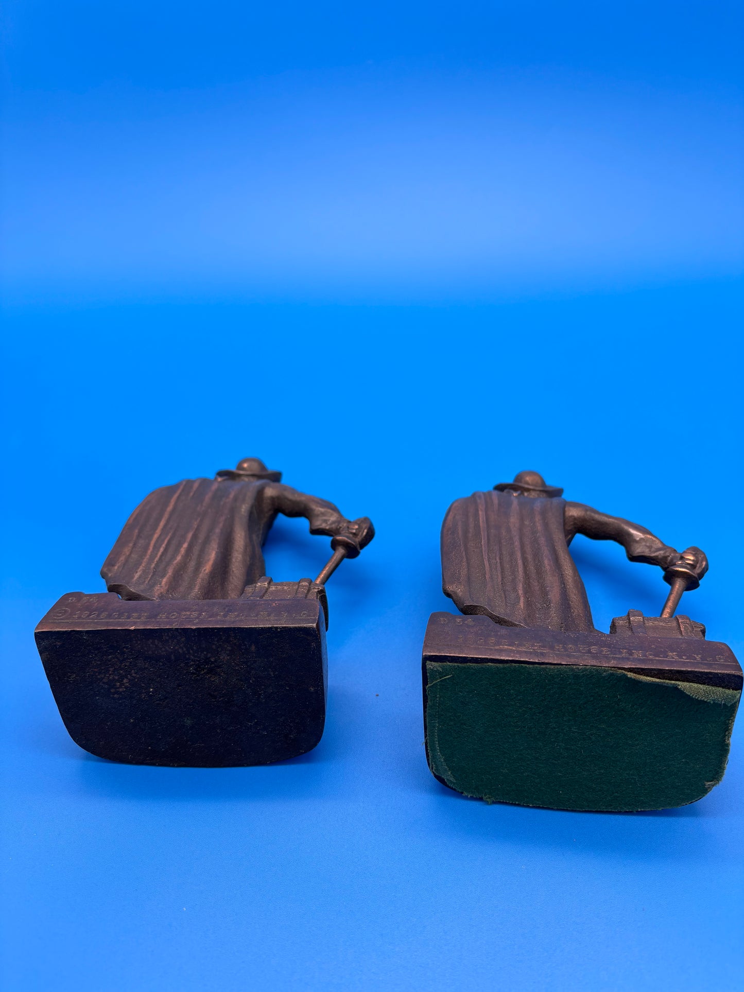 Pair of Antique Vtg 1928 Bronze finish Cast Iron Pirate Bookends Gift House NY