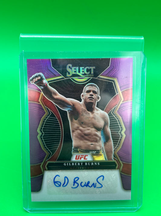 2023 Panini Select UFC Gilbert Burns Purple Prizm Auto /49 #SG-GBN