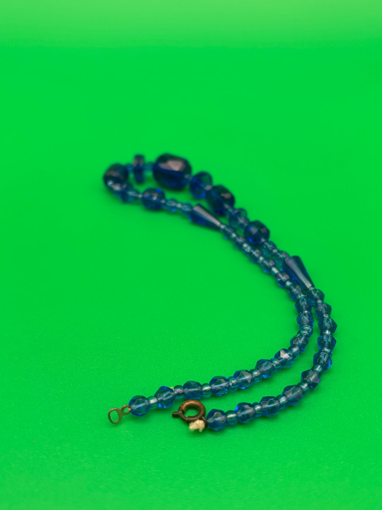 Vintage Faceted Blue Glass Necklace