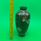Antique Japanese Cloisonne Vase Meiji Floral Enamel Brown Ground 8” Unmarked