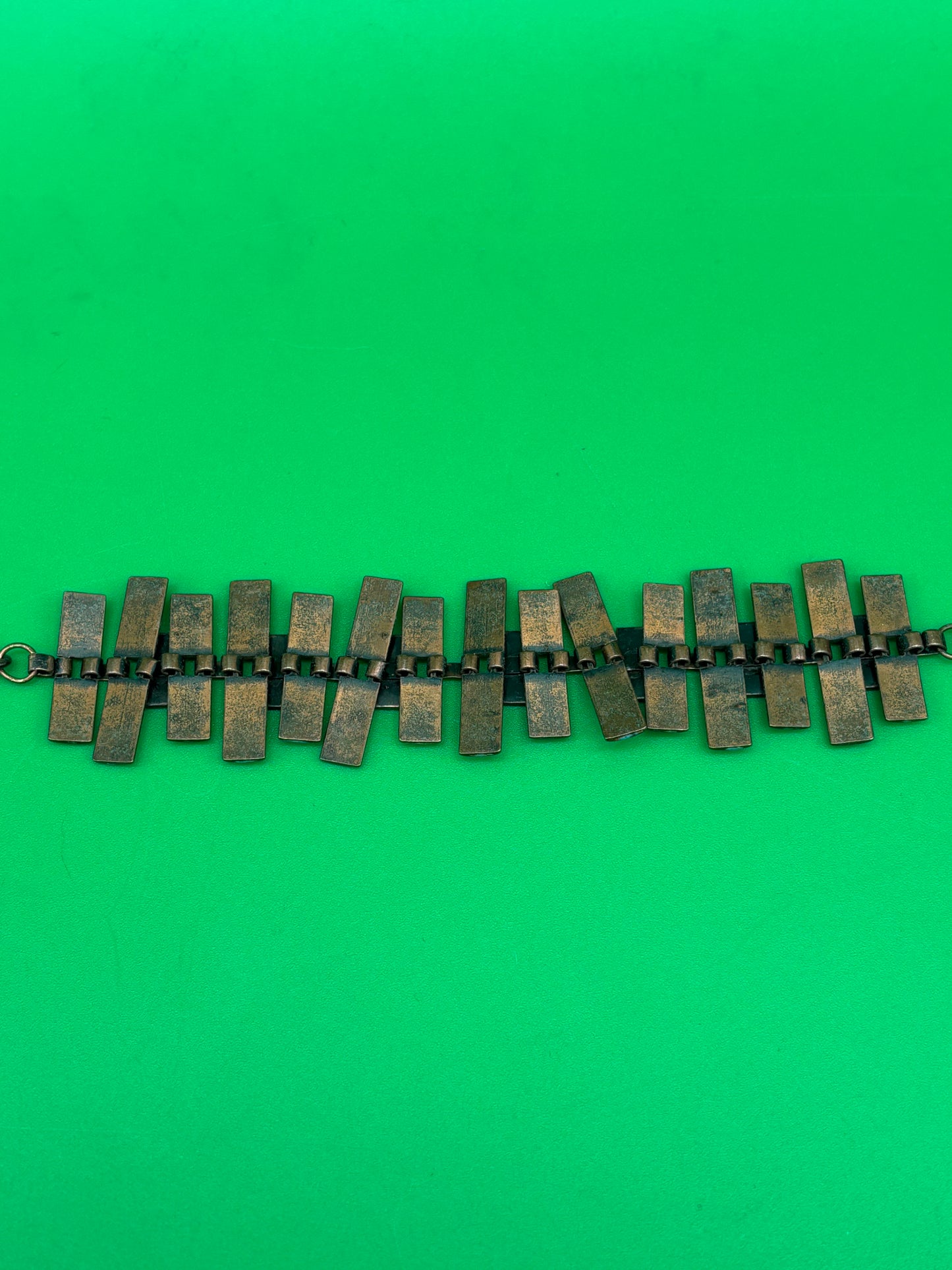 Vintage Estate MCM High End Enameled Copper 23.5” Modernist Statement Necklace Blue, G27504