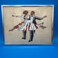 Vintage Mid Century Dancing Couple Art Reverse Painted Glass Art Deco Chrome Frame