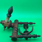 Antique Wooden Spinning Wheel Parts Flyer Bobbin Whorl Maidens Textile Tool Lot