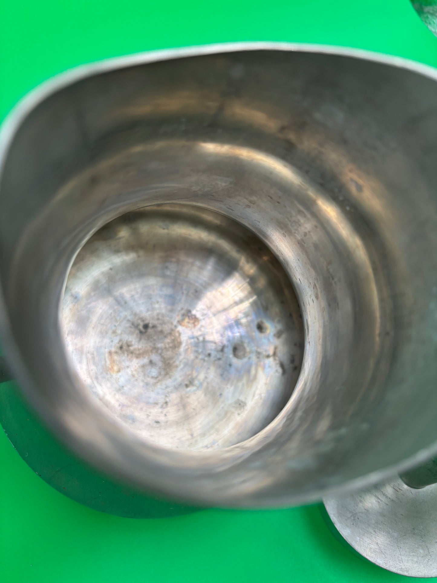 Vintage MCM Pewter Coffee Pot Wood Handle Danish Modern Style 1960s Wasundja