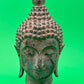 Vintage Thai Bronze Buddha Head Sculpture Flame Ushnisha Patina Wood Stand