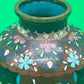 Antique Japanese Cloisonne Vase Meiji Floral Enamel Brown Ground 8” Unmarked