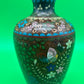 Antique Meiji Japanese Goldstone Cloisonne Butterfly Floral Vase 7 1/4”