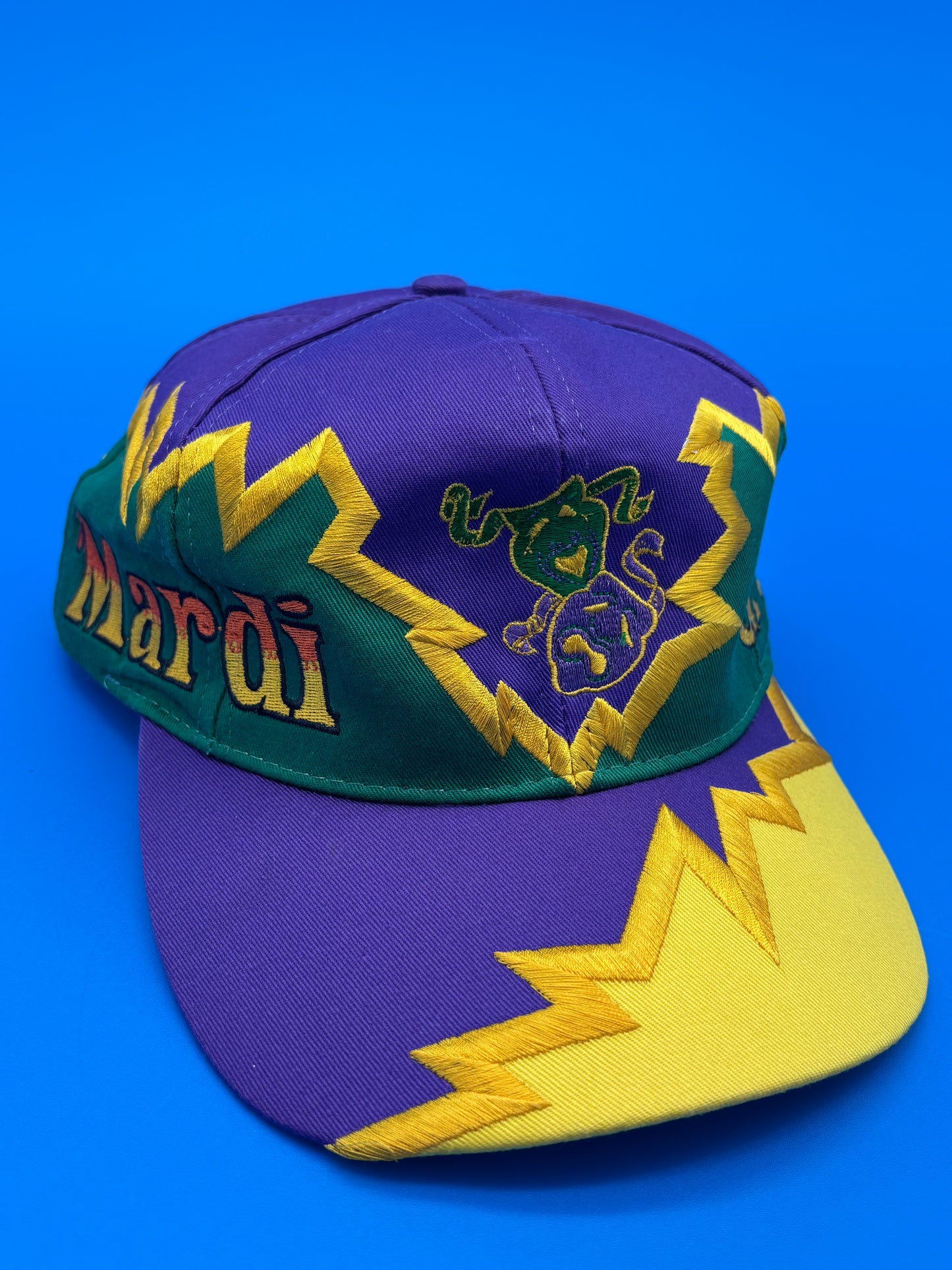 Vintage Mardi Gras Rare Hat SnapBack Lightning Bolt Thunder Jagged Edge Cap