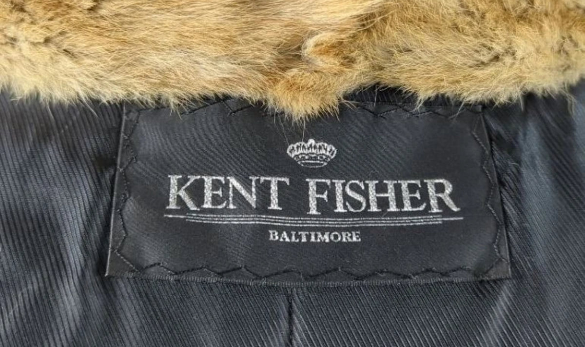 Vintage Kent Fisher Men’s Genuine Real Fur Coat XL Golden Tan Full Zip 34”