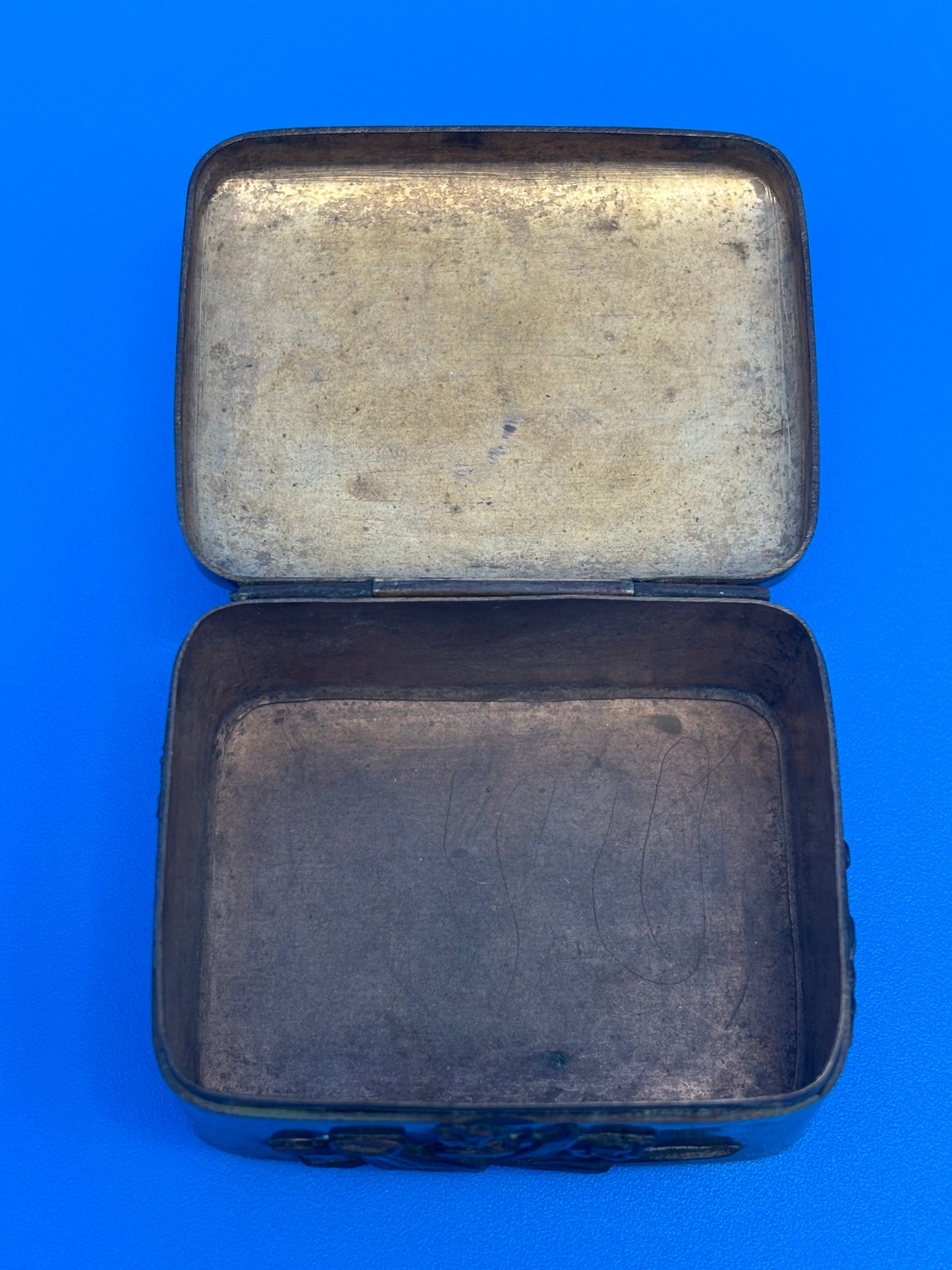 Antique Japanese Meiji Mixed Metal Bronze Brass Trinket Box Bird Flowers