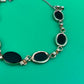 Art Deco 1/20 12K Gold Filled Black Onyx Oval Cabochon Link Bracelet 7”