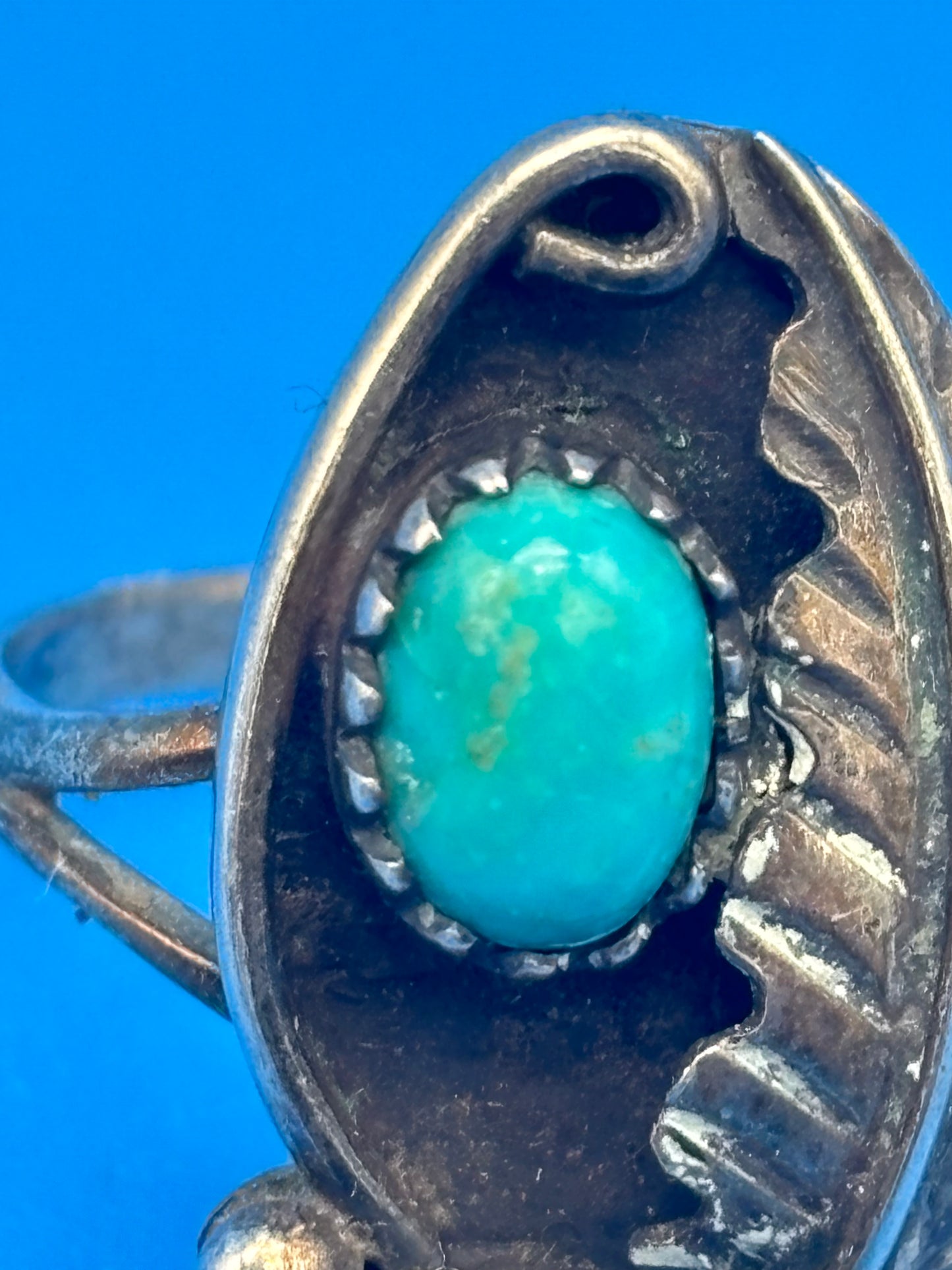VTG Henry Mariano HM Navajo Sterling Silver Turquoise Coral Ring Size 8
