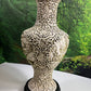 A Fabulous Chinese Cinnabar Intricate Asian Relief 15 Inch Vase W/Wood Stand/Base