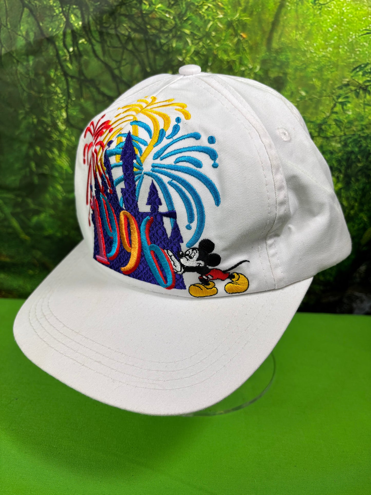Vintage Disney Snapback Happy New Year 1996 White Adjustable Hat Mickey Mouse