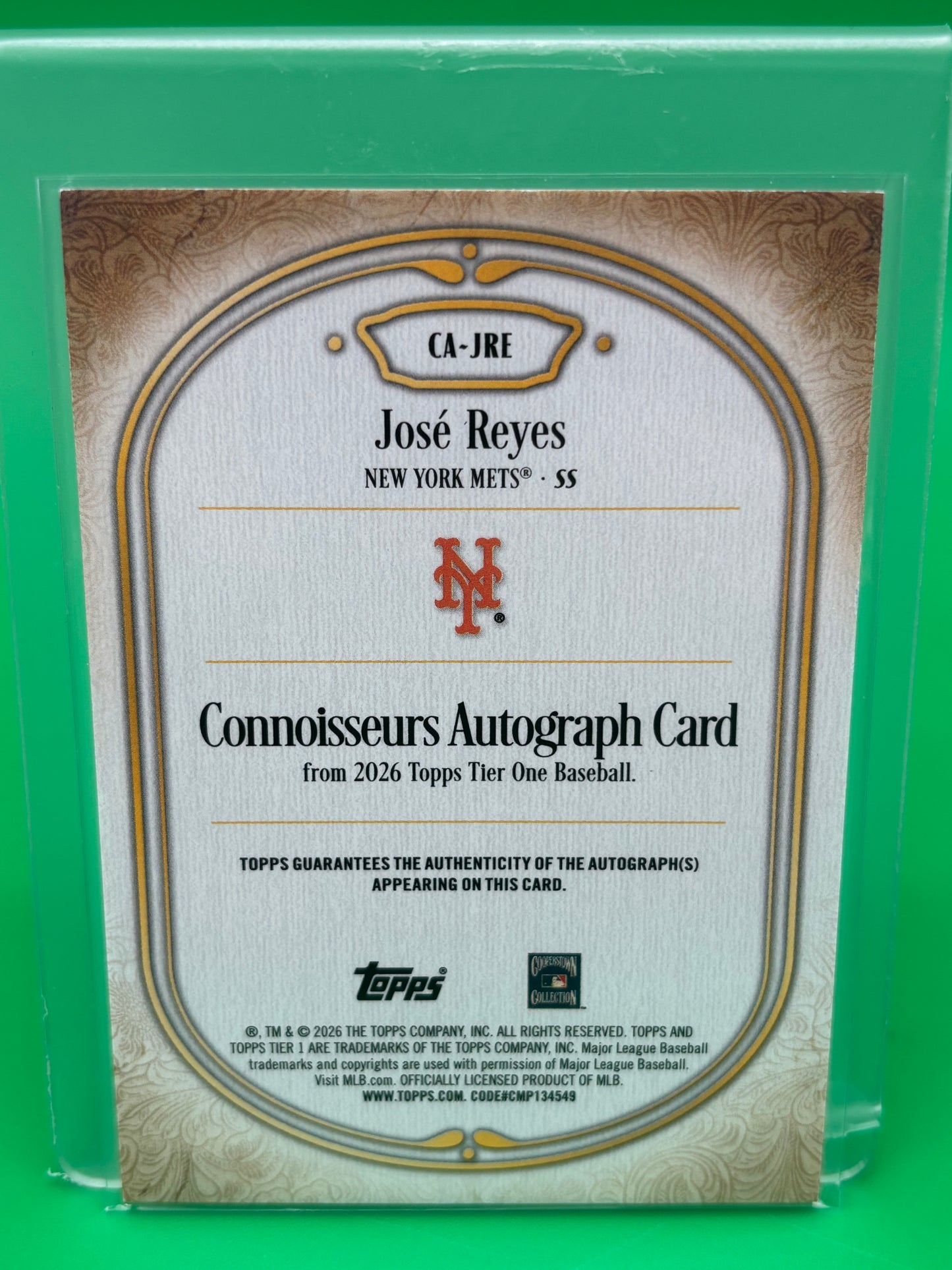 2026 Topps Tier One Connoisseurs Autograph José Reyes #59/75