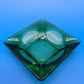 Vintage MCM Emerald Green Square Glass 4 Slot Ashtray