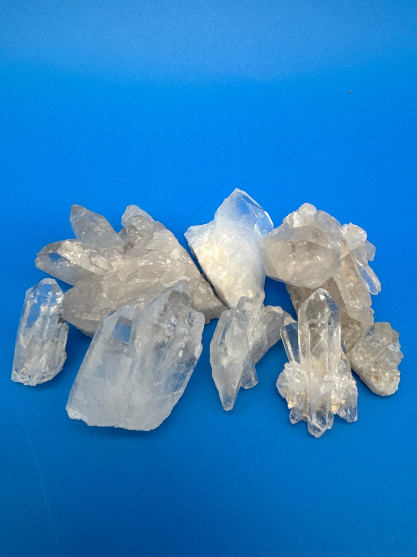 Natural Clear Quartz Crystal Cluster Lot 8 Mineral Specimens Points Matrix Raw
