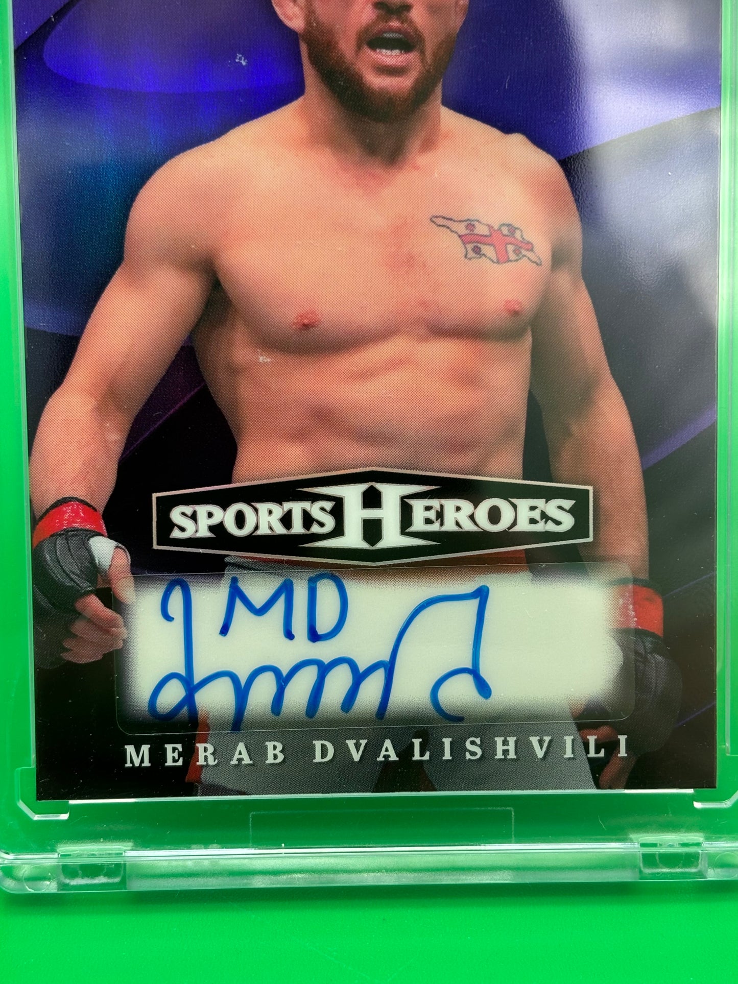 2026 Leaf Sports Heroes Merab Dvalishvili Auto 1/8 Encased Purple Wave BA-MD1