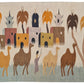 Rare Hand Knotted Vintage Bulgaria Pictorial Wool Kilim Area Rug Camel Village 4.3 x 2.6 Ft