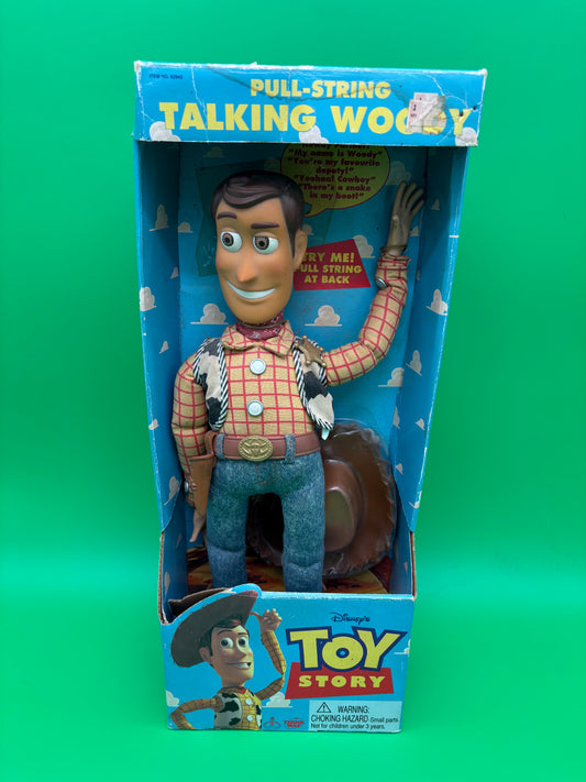 Original 1995 Thinkway Toys Pull-String Talking Woody from Disney Pixar’s Toy Story.