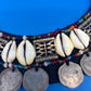 Vintage HUGE Tribal Bib Necklace Cowrie Shells Beads Myanmar Coins Boho Statement