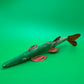 Vintage Folk Art Wooden Fish Spearing Decoy 12” Hand Carved Painted Metal Fins