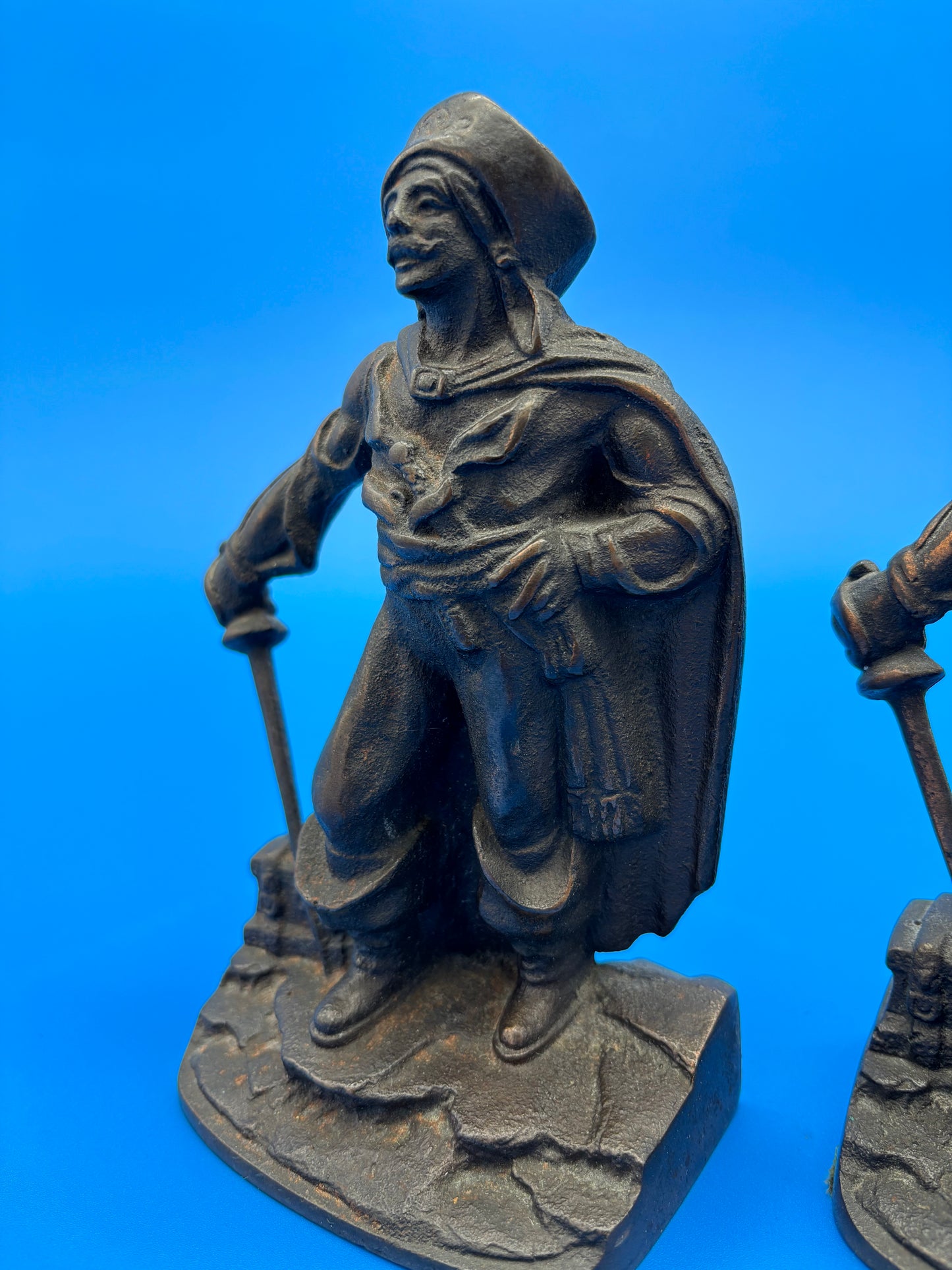 Pair of Antique Vtg 1928 Bronze finish Cast Iron Pirate Bookends Gift House NY