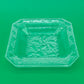 Vintage Clear Pressed Glass Ashtray Bird Berry Motif Square Trinket Dish 3.25”