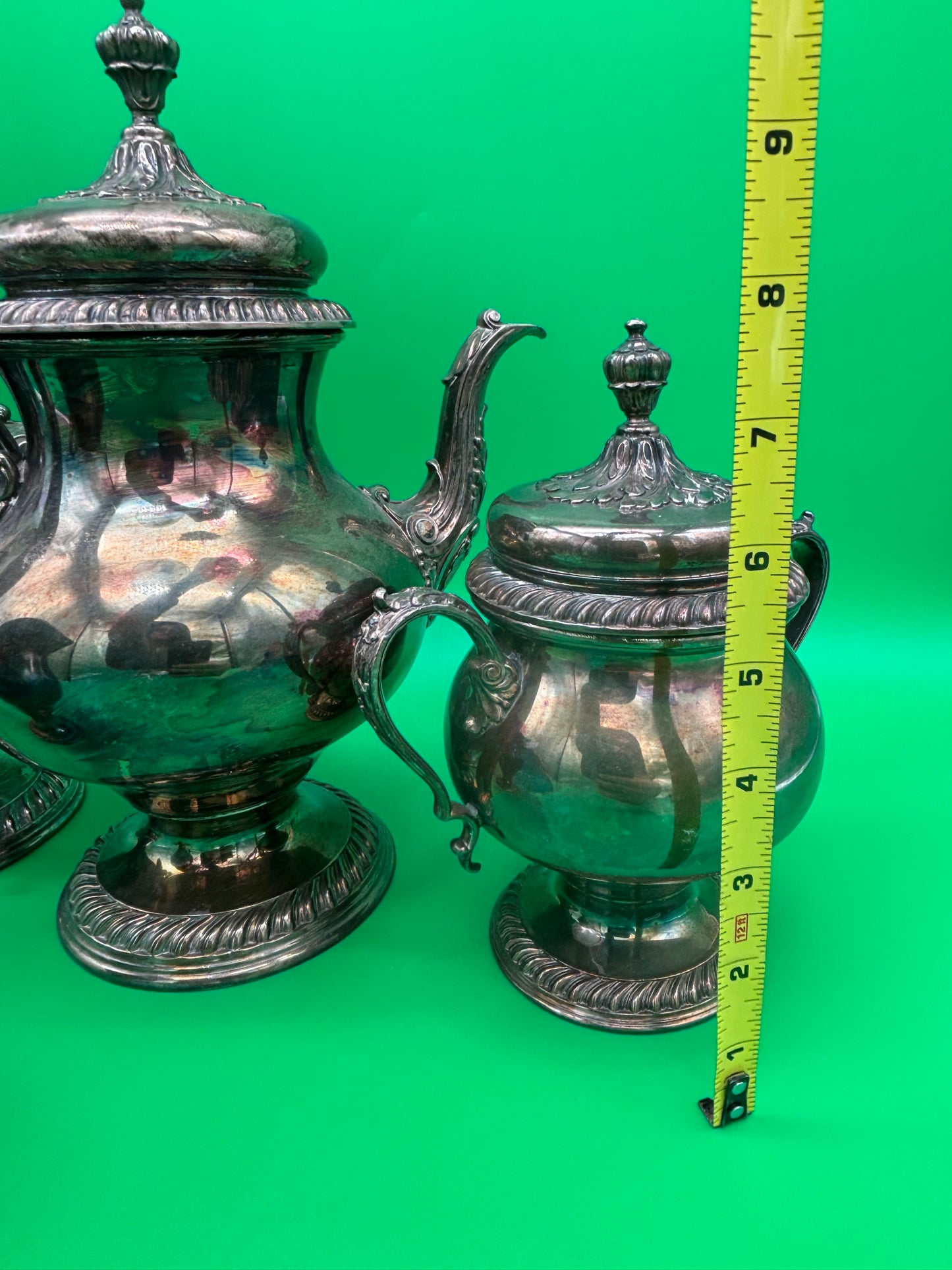 Vintage Silver Plate Tea & Coffee Set w/ Tray International Silver St James