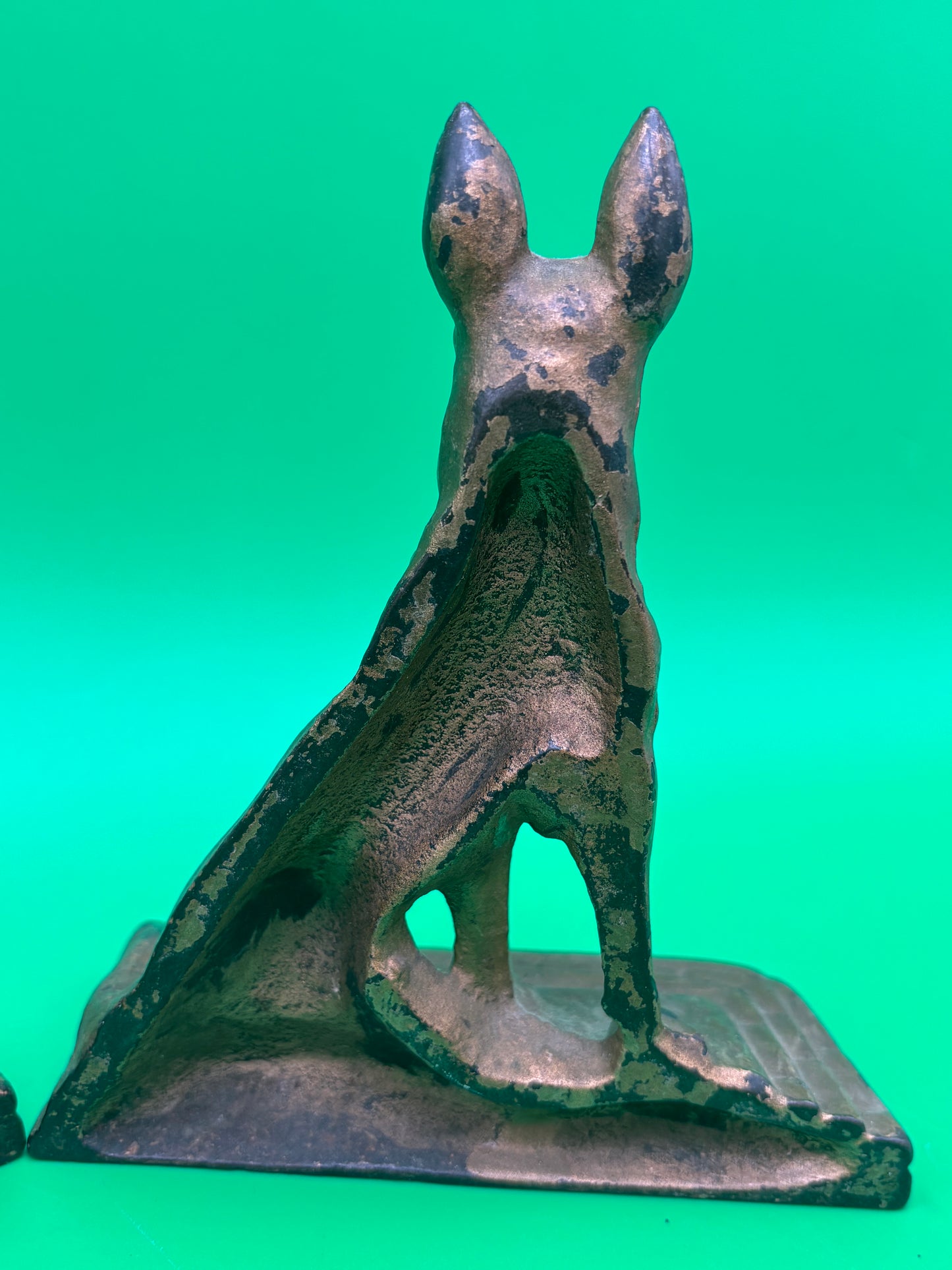 Vintage Art Deco German Shepherd Dog Bookends Pair Cast Iron Bronze Finish Heavy 6”