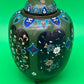 Antique Japanese Cloisonne Enamel Lidded Ginger Jar Floral Tripod Feet 6.5”