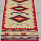 Vintage Southwestern Wool Runner Rug Navajo Style Handwoven Red Cream Tribal Hallway Rug 3.3’ x 1.4’