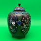 Antique Japanese Cloisonne Enamel Lidded Ginger Jar Floral Tripod Feet 6.5”
