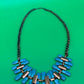 Vintage Estate MCM High End Enameled Copper 23.5” Modernist Statement Necklace Blue, G27504