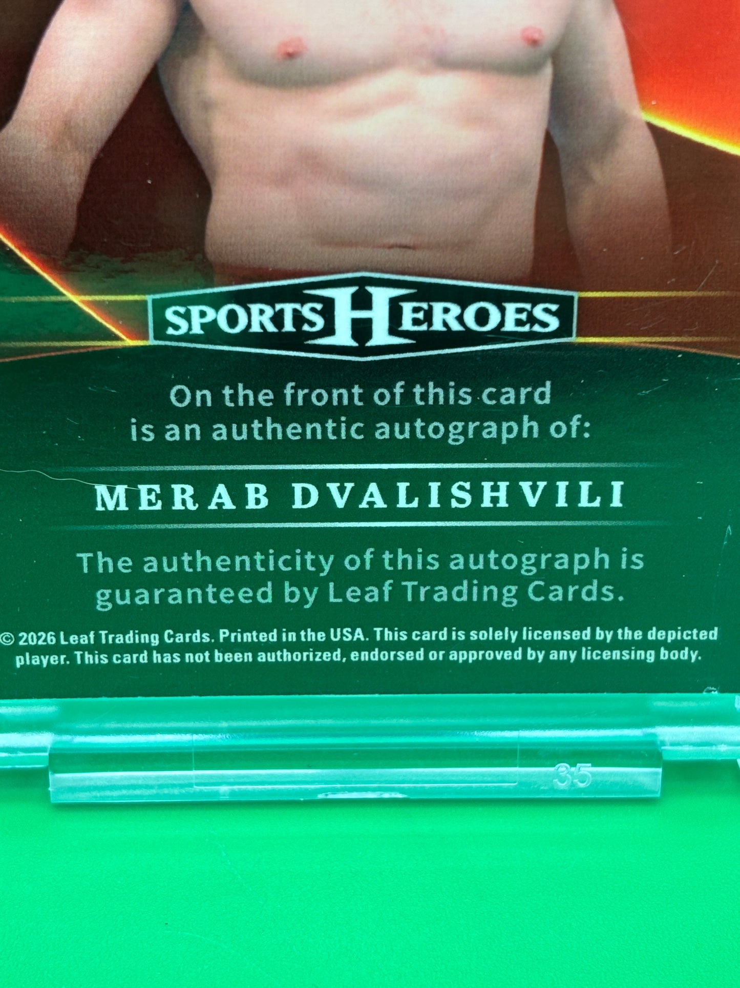 2026 Leaf Sports Heroes Merab Dvalishvili Auto 1/8 Encased Purple Wave BA-MD1