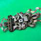 Vintage Art Nouveau Filigree Sash Pin Brooch Pink Marbled Glass Cabochons Antique Style