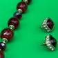 Vintage Signed Napier Deep Red Faceted Bead Necklace & Earring Set