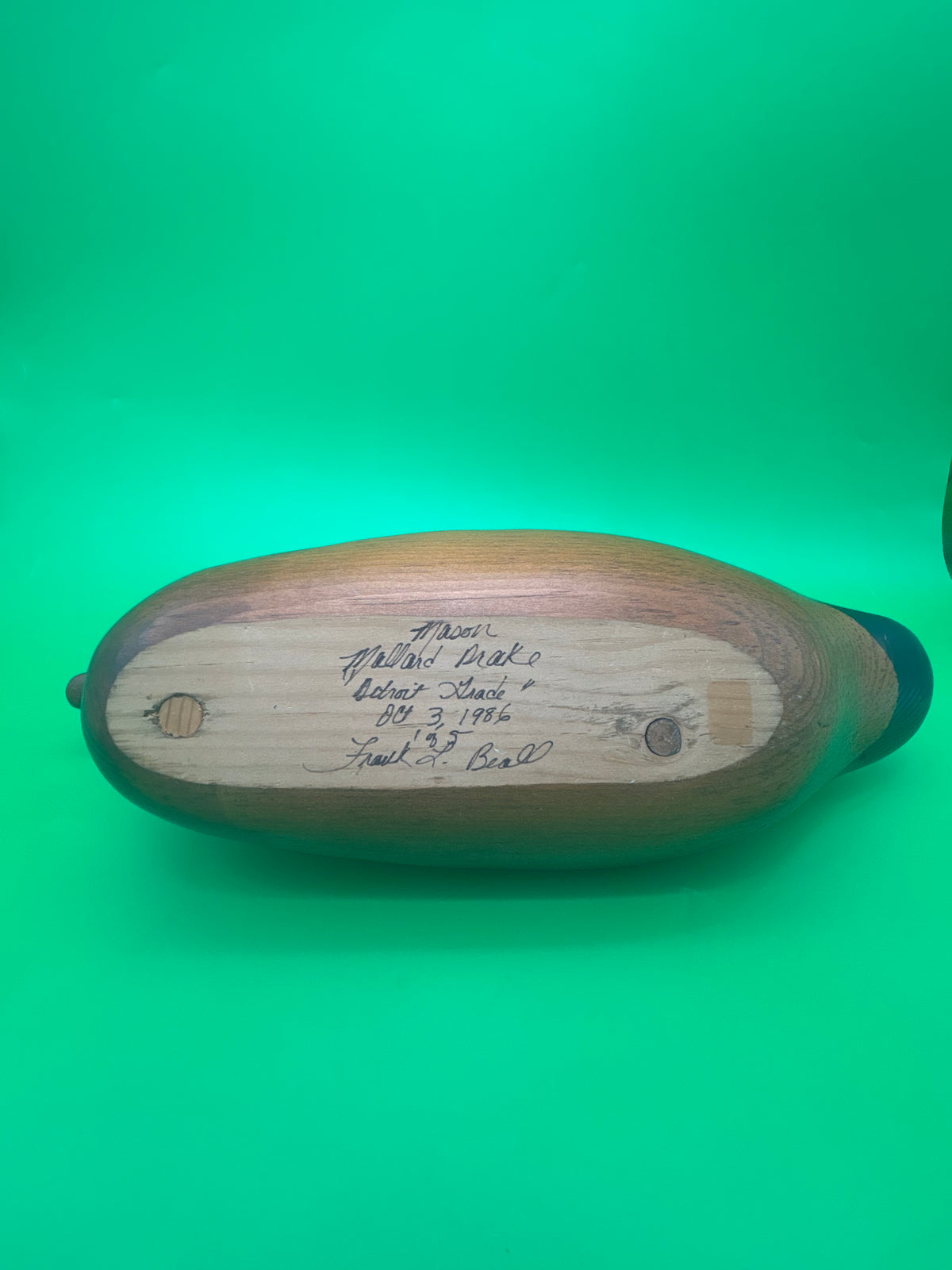 Vintage 1986 Frank L. Beall Mallard Drake Wooden Duck Decoy