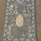 Handmade Oushak Style Wool Accent Rug 2x3 Gray Blue Turkish Floral Boho Decor