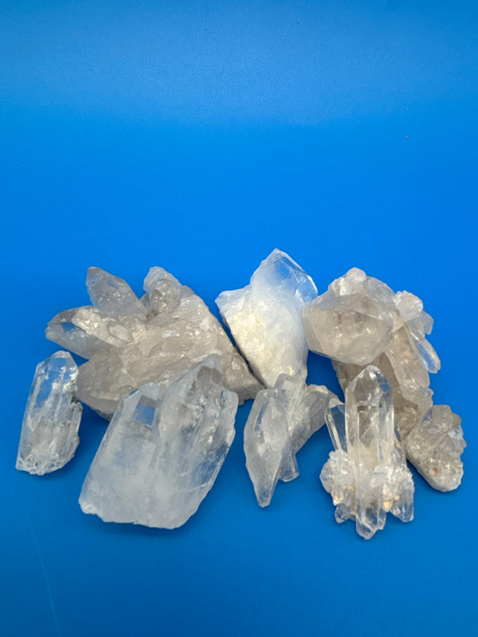 Natural Clear Quartz Crystal Cluster Lot 8 Mineral Specimens Points Matrix Raw