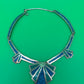 Vintage Signed Alpaca Mexico Blue and Green Glass Mosaic Fan Necklace