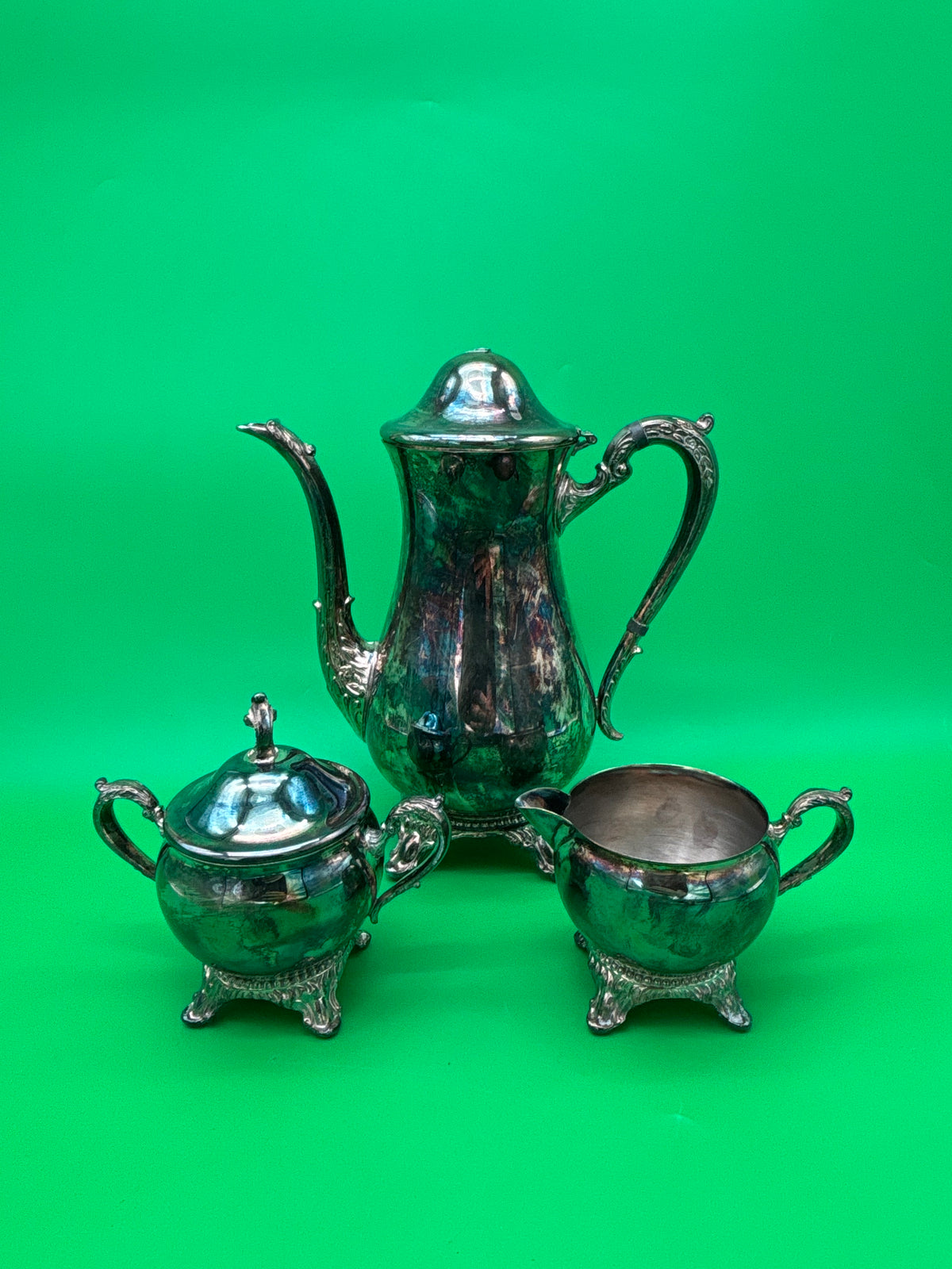 Vintage Barker Ellis England Silverplate 3-Piece Coffee / Tea Service