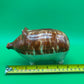 Antique Vintage Yellowware Piggy Bank Stoneware Mocha Drip Glaze Hole Eyes
