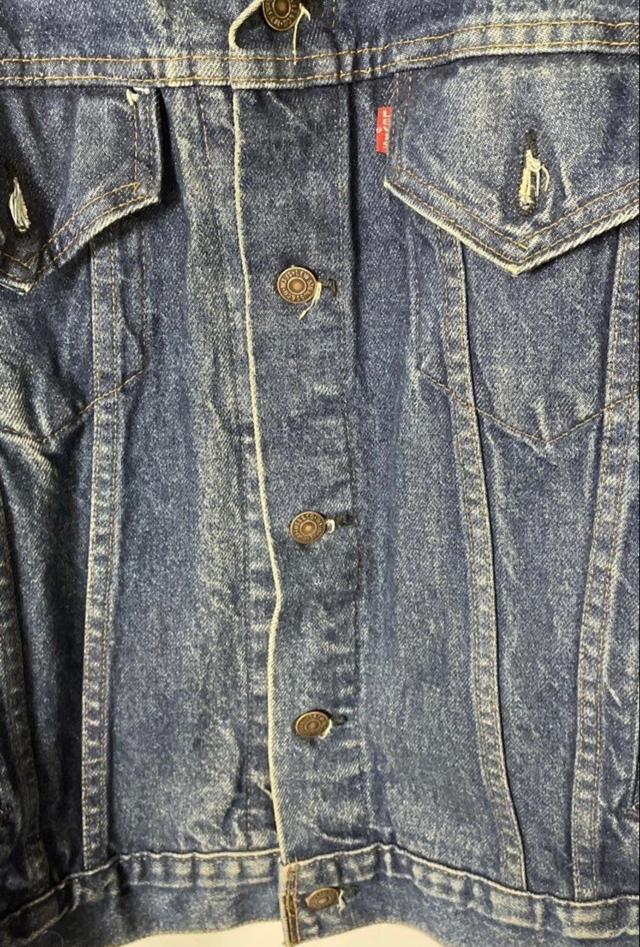 Vintage 80s Levi’s 70506-0216 Denim Trucker Jacket USA Size 36 Distressed