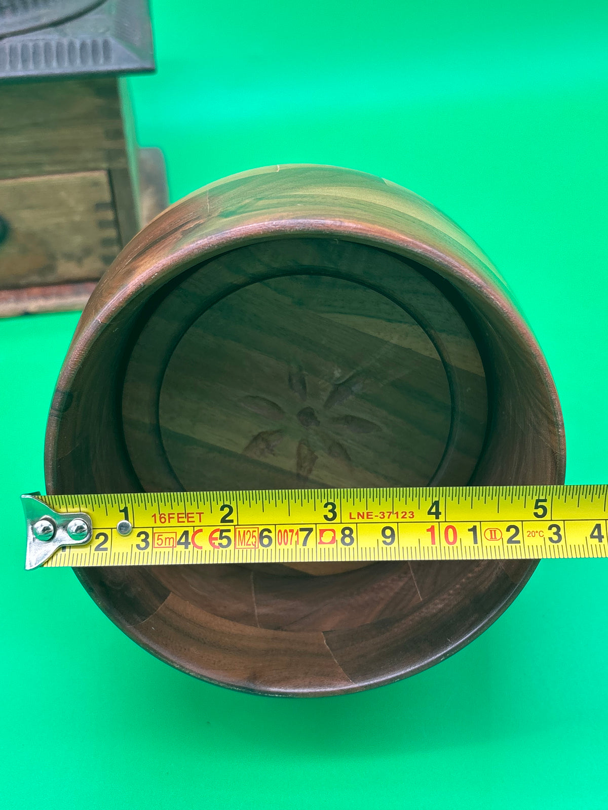 Antique Peugeot Freres Coffee Grinder & Vintage Turned Wood Lidded Container Lot