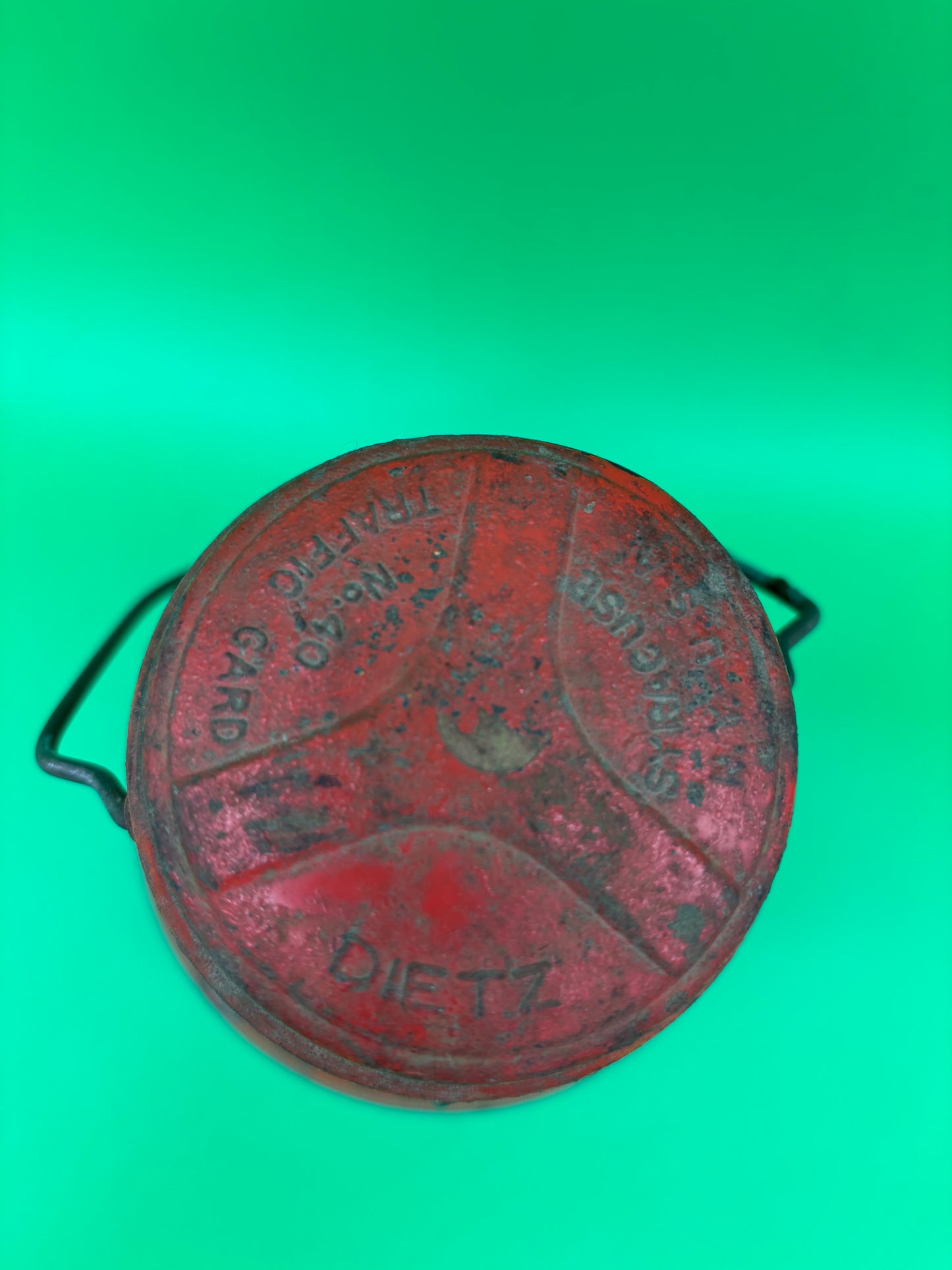 Vintage Dietz No. 0 Red Globe Kerosene Lantern Antique Tubular Railroad Barn Lamp
