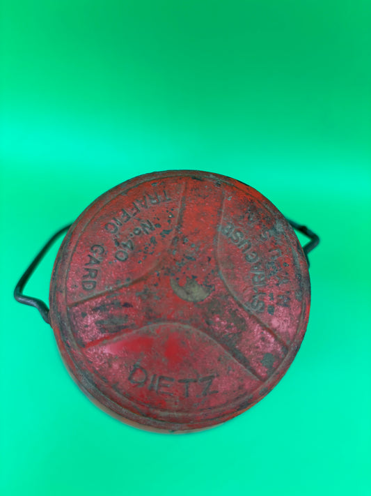 Vintage Dietz No. 0 Red Globe Kerosene Lantern Antique Tubular Railroad Barn Lamp
