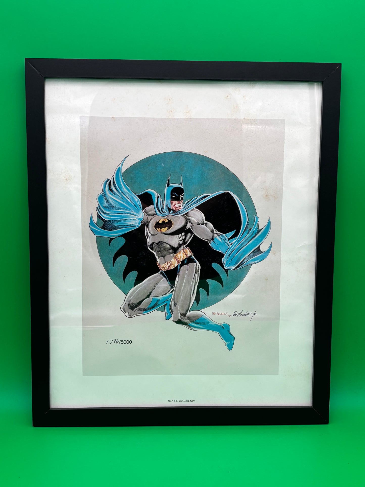 1990 Batman Pat Broderick Signed Numbered Lithograph 1786/5000 Framed DC Comics